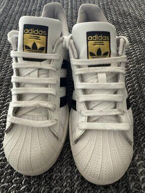 Adidas Superstar White Black Stripes Sneakers Men’s 7Y